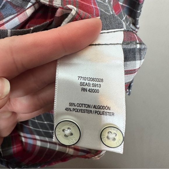 Adam Levine red plaid button front long sleeve shirt - Picture 3 of 3